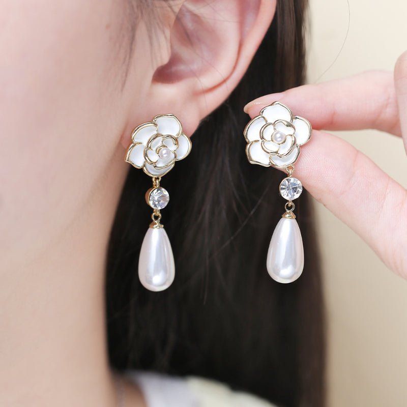 Professional OEM ODM Custom Enamel Camellia Earrings With Custom Design And Production