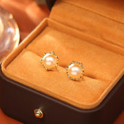 Simple Fashion Pearl Stud Earrings Daily Commute Versatile Luxury Korean Style Tiny Silver Needle Earrings