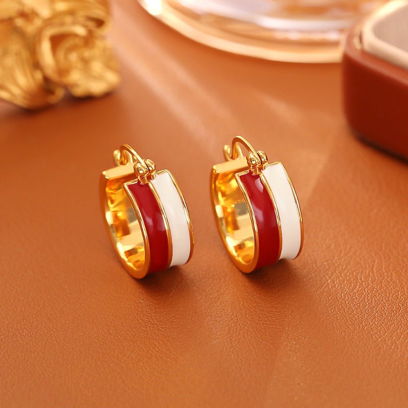 Creative Color Block Enamel Drip Earrings Minimalist Fashion Luxury Elegant Temperament Hoop Earrings For Women