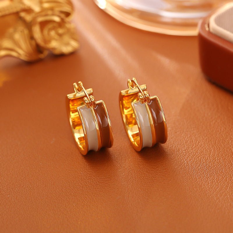 Creative Color Block Enamel Drip Earrings Minimalist Fashion Luxury Elegant Temperament Hoop Earrings For Women