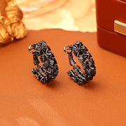 Cool Black Zircon Stud Earrings Dark Neutral Style Exquisite Shiny Luxury INS Minimalist Fashion Earrings