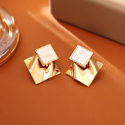 Natural Shell Double Layer Irregular Stud Earrings Luxury Minimalist Temperament European American Famous Style Jewelry