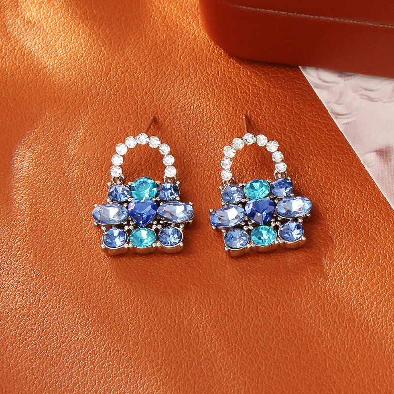 Bling Zircon Bag Stud Earrings Luxury Elegant Light Luxury Fashion Jewelry