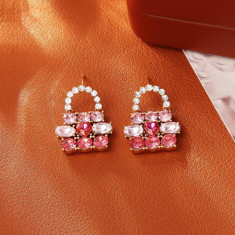 Bling Zircon Bag Stud Earrings Luxury Elegant Light Luxury Fashion Jewelry