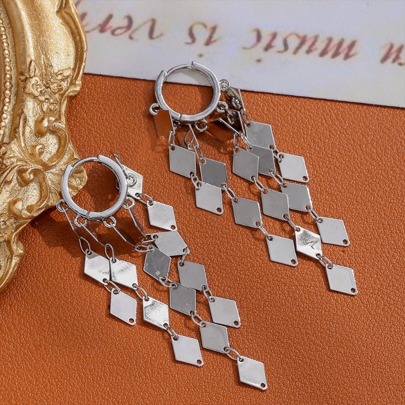 Bling Metal Sequin Tassel Earrings Real Gold Plated Fashion Luxury Personality Design Temperament Earrings