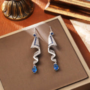Light Luxury Satin Zircon Stud Earrings Creative Long Design Elegant Exquisite Famous Style Earrings