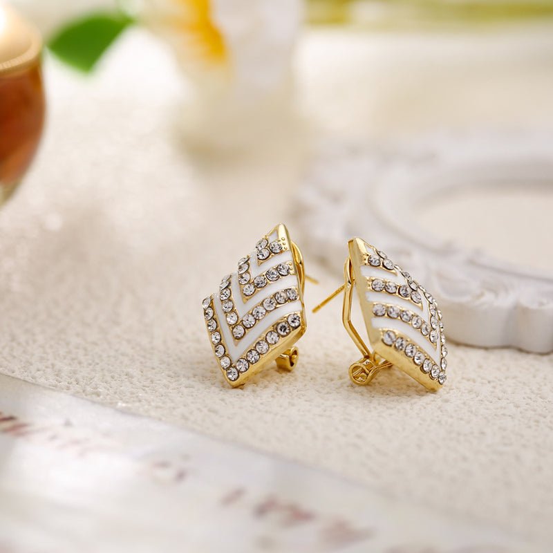 Japanese Korean Geometric Rhombus Stripe Diamond Stud Earrings Women Trendy Versatile Luxury Fashion Temperament Elegant Earrings Wholesale