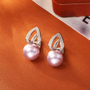 Manta Rose Mauve Swarovski Pearl Earrings Luxury Fashion Light Luxury Trendy Shiny Glass Bead Earrings