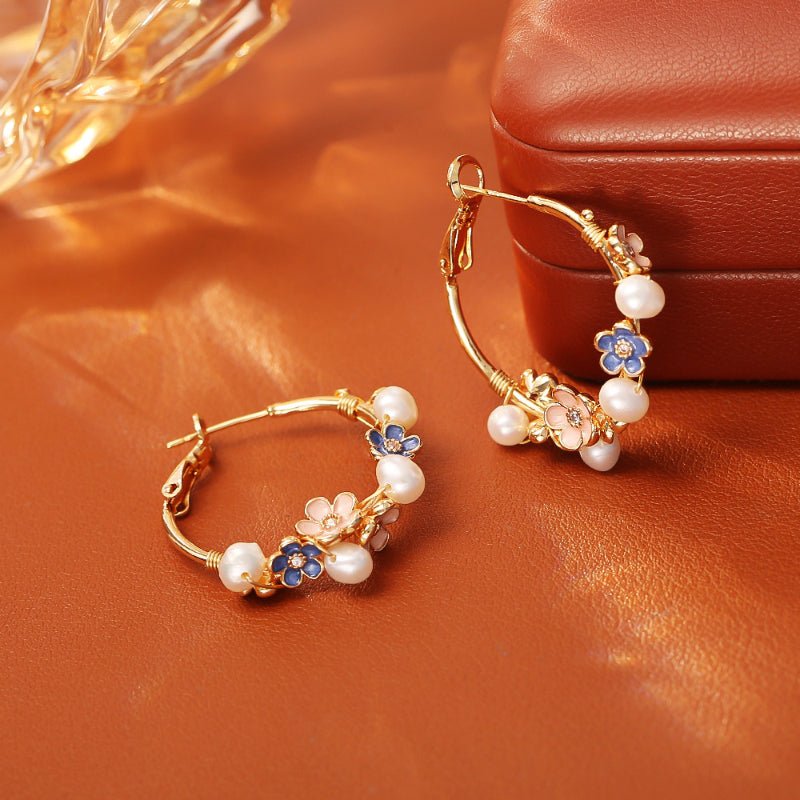 Hot Natural Freshwater Pearl Flower Earrings Light Luxury Fashion Premium Fresh Temperament Earrings Fairy Style Stud Earrings