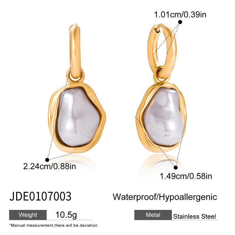 European American Stainless Steel Imitation Baroque Pearl Earrings Light Luxury Premium Titanium Steel Women Jewelry Non Fading Ear Buckles