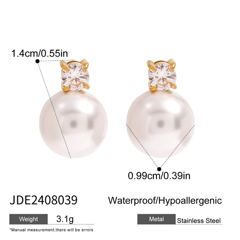 European American Stainless Steel Pearl Stud Earrings Premium INS Earrings 18K Gold Non Fading Titanium Steel Ear Jewelry Cross Border