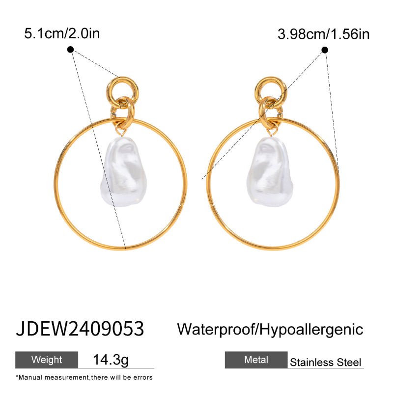 European American Stainless Steel Pearl Earrings Light Luxury Premium Temperament Ear Jewelry Autumn Winter Ear Buckles Titanium Steel Cross Border Jewelry