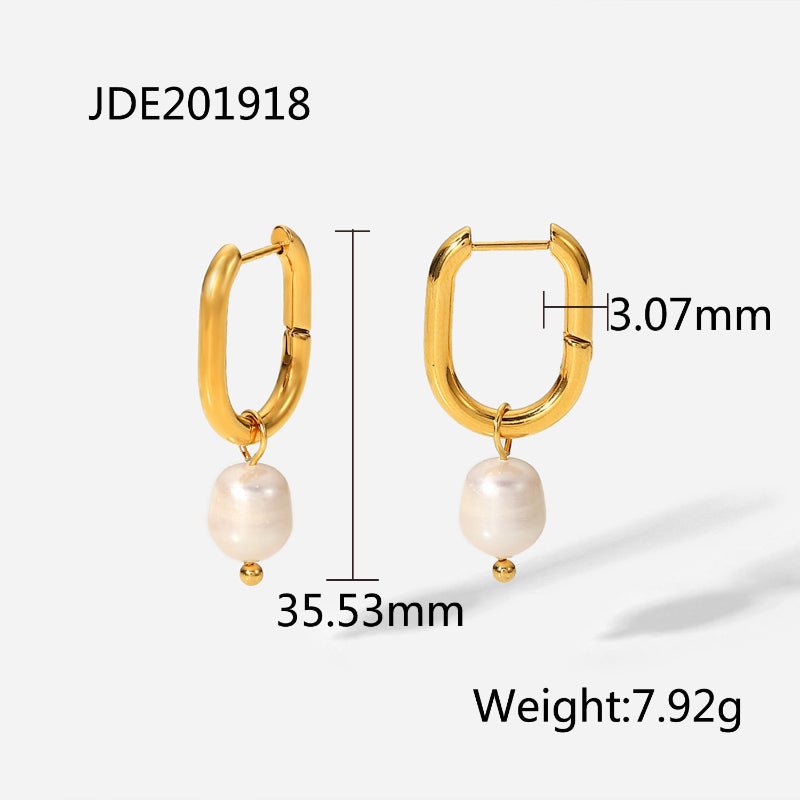 European American INS New Internet Celebrity Same Style Freshwater Pearl Hoop Earrings Fashion Simple Pendant Earrings For Women Circle
