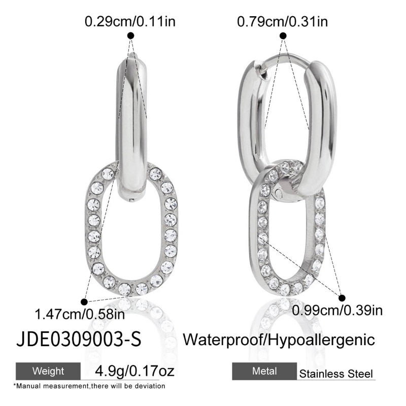 European American Stainless Steel Zircon Ear Clips For Women No Piercing Earrings Light Luxury High Grade Titanium Steel Cross Border Jewelry