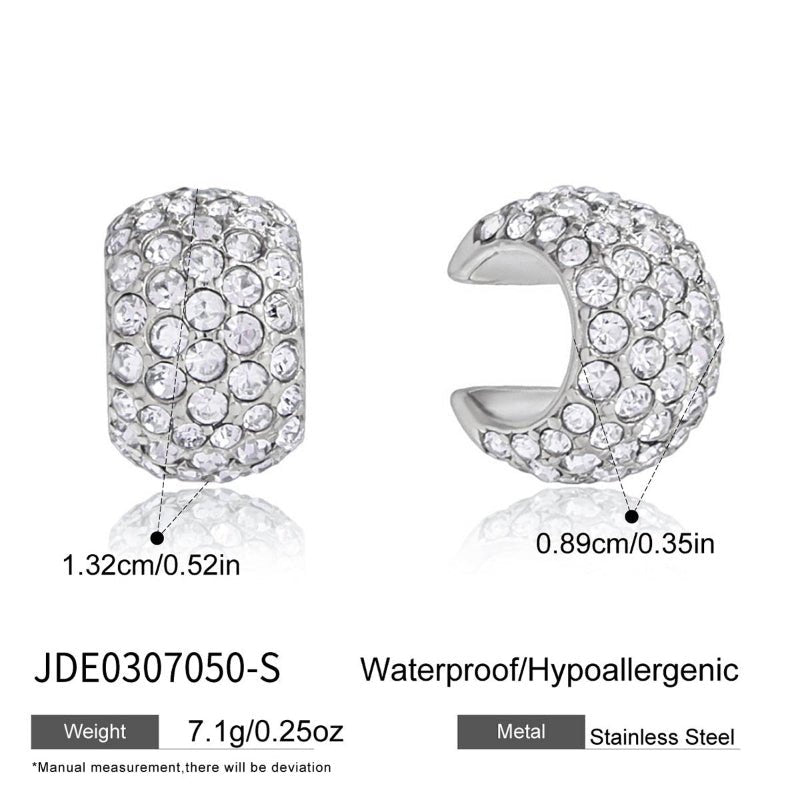 European American Stainless Steel Zircon Ear Clips For Women No Piercing Earrings Light Luxury High Grade Titanium Steel Cross Border Jewelry