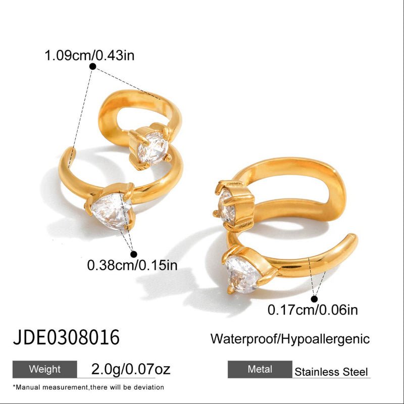 European American Stainless Steel Zircon Earrings Light Luxury High Grade Ear Cuffs No Piercing Titanium Steel Cross Border Jewelry