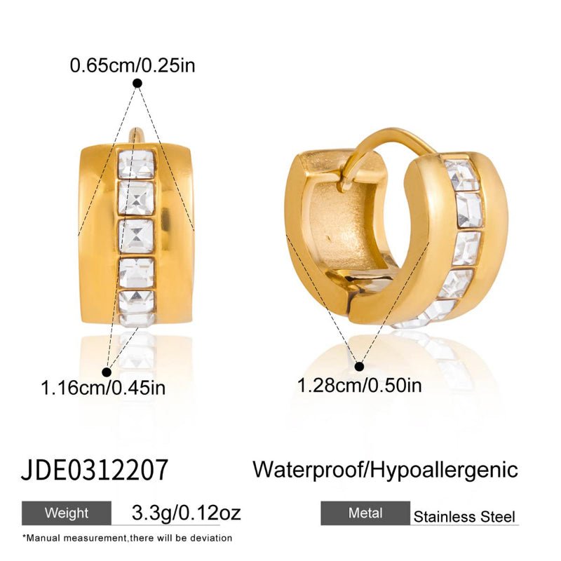 European American Stainless Steel Zircon Earrings Hoop Earrings Titanium Steel Jewelry Light Luxury High Grade Earrings Hypoallergenic