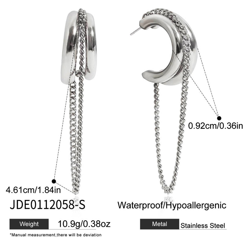 European American Stainless Steel Tassel Earrings Light Luxury High Grade Titanium Steel Stud Earrings Non-Fading Cross Border Jewelry For Women