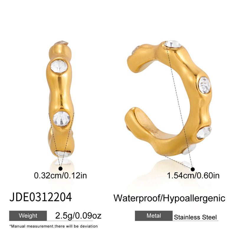 European American Stainless Steel Zircon Chain Tassel Earrings Light Luxury High Grade Ear Cuffs Titanium Steel Cross Border Jewelry