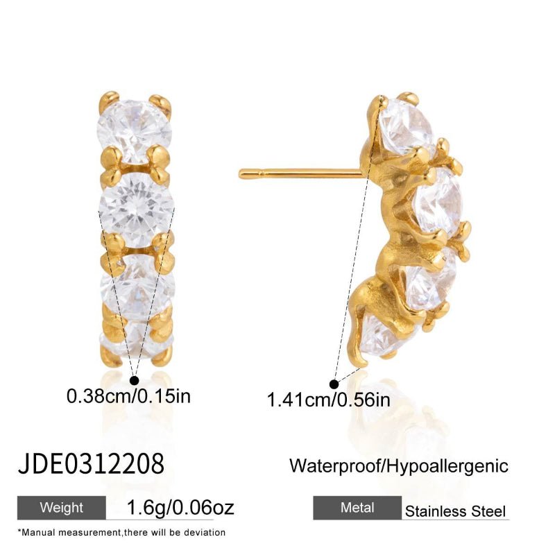 European American Stainless Steel Zircon Chain Tassel Earrings Light Luxury High Grade Ear Cuffs Titanium Steel Cross Border Jewelry