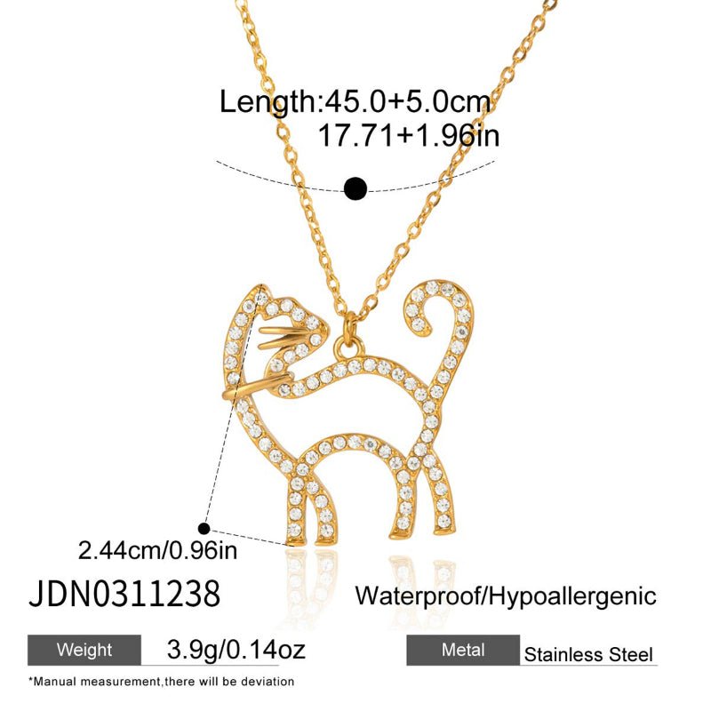 European American Pet Inspired Stainless Steel Cat Earrings Light Luxury High Grade Ear Clips Titanium Steel Cross Border Jewelry