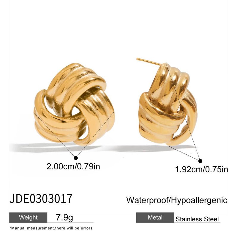 18K Gold Plated Twisted  For Women Non Fading Titanium Steel Fashion Jewelry