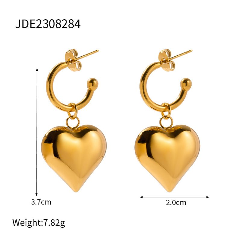 European and American Style Stainless Steel Valentine's Day Bow Earrings High Sense Zircon Heart Earrings Titanium Steel Ear Jewelry Cross Border