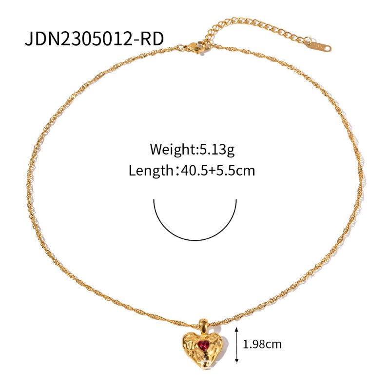 European and American Stainless Steel Heart Necklace High End Pendant Clavicle Chain Titanium Steel Jewelry Cross Border Necklace