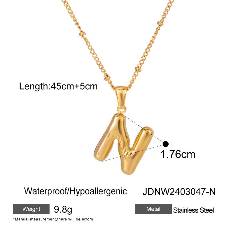 European American Stainless Steel Initial Necklace Pendant High-End Clavicle Chain Tarnish-Free Titanium Steel Cross-Border Neck Jewelry