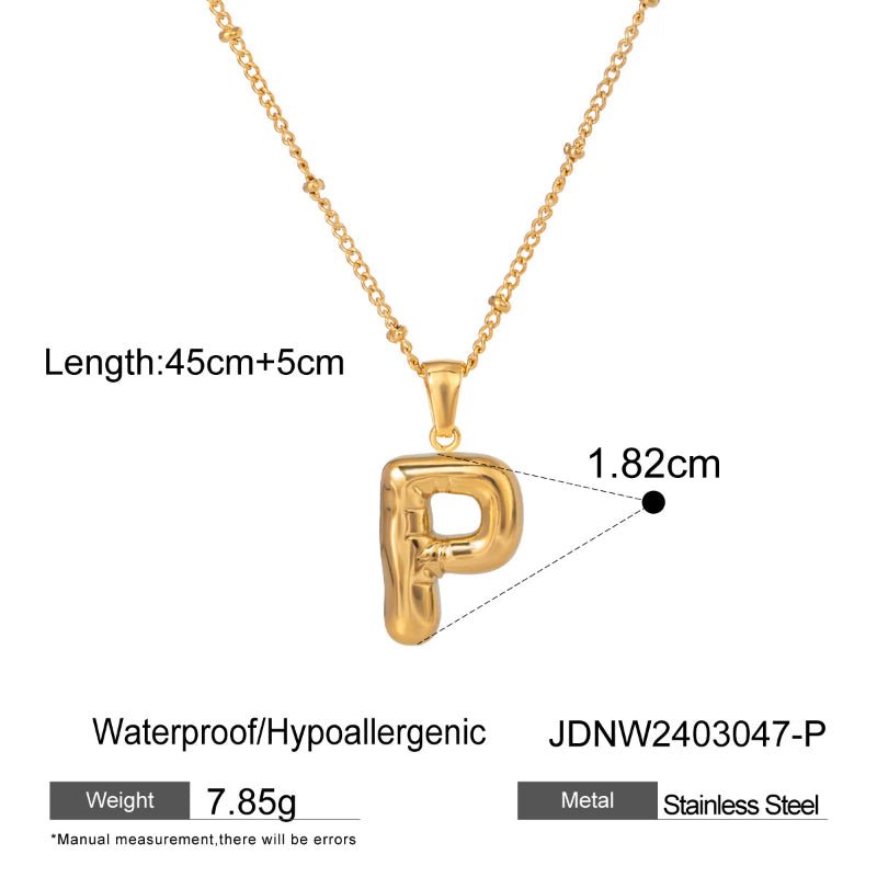 European American Stainless Steel Initial Necklace Pendant High-End Clavicle Chain Tarnish-Free Titanium Steel Cross-Border Neck Jewelry