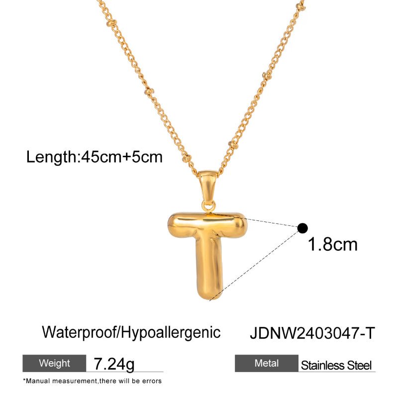 European American Stainless Steel Initial Necklace Pendant High-End Clavicle Chain Tarnish-Free Titanium Steel Cross-Border Neck Jewelry