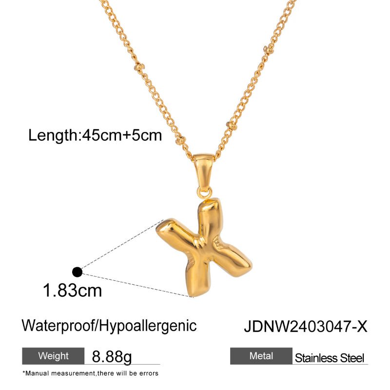European American Stainless Steel Initial Necklace Pendant High-End Clavicle Chain Tarnish-Free Titanium Steel Cross-Border Neck Jewelry