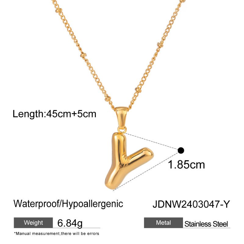 European American Stainless Steel Initial Necklace Pendant High-End Clavicle Chain Tarnish-Free Titanium Steel Cross-Border Neck Jewelry