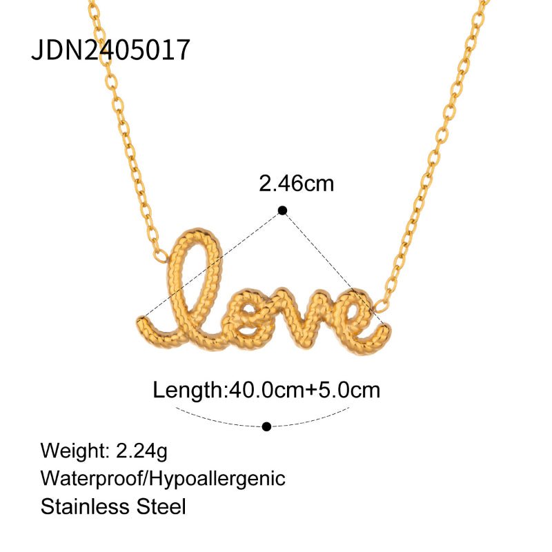 European American Stainless Steel Initial Necklace Zircon Inlaid High-End Clavicle Chain Tarnish-Free Titanium Steel Cross-Border Necklace