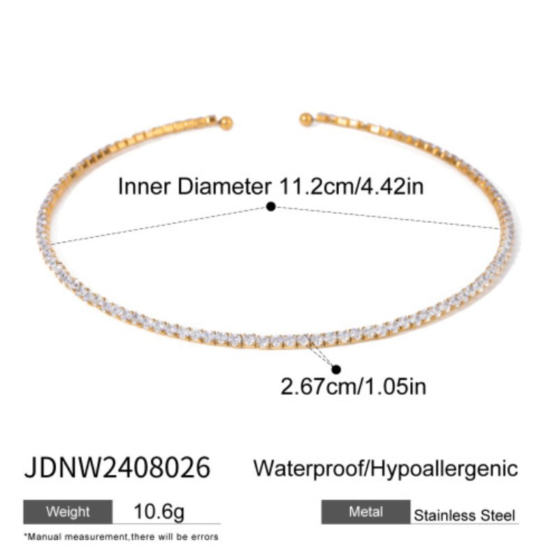 European American Stainless Steel Initial Necklace Zircon Inlaid High-End Clavicle Chain Tarnish-Free Titanium Steel Cross-Border Necklace