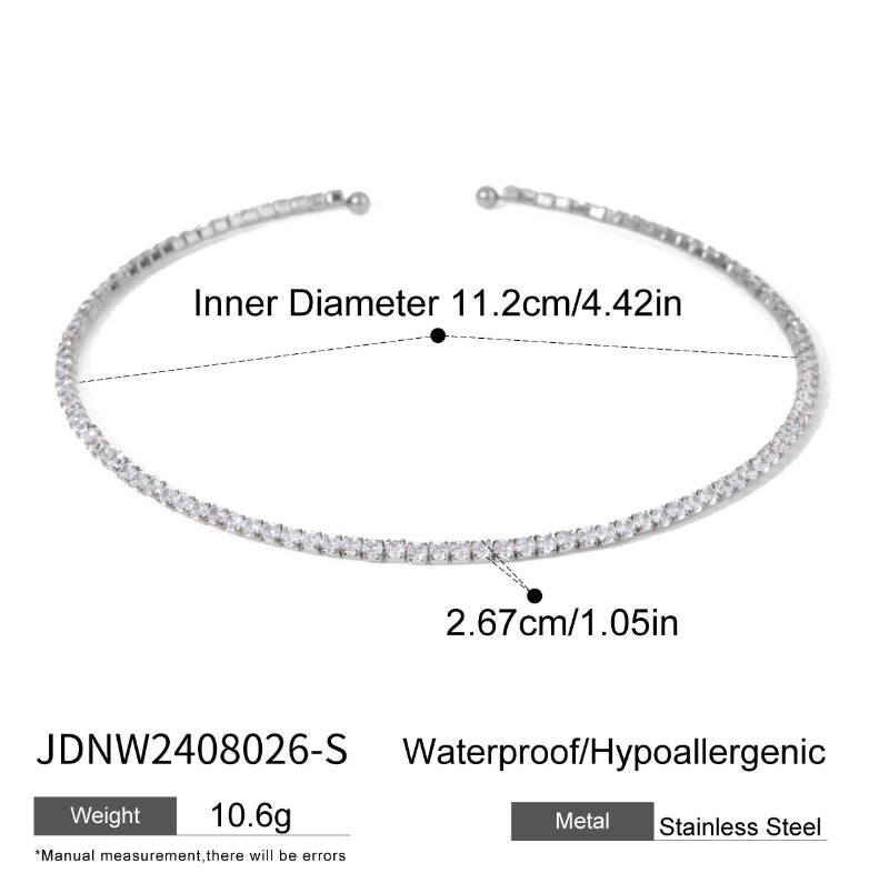 European American Stainless Steel Initial Necklace Zircon Inlaid High-End Clavicle Chain Tarnish-Free Titanium Steel Cross-Border Necklace