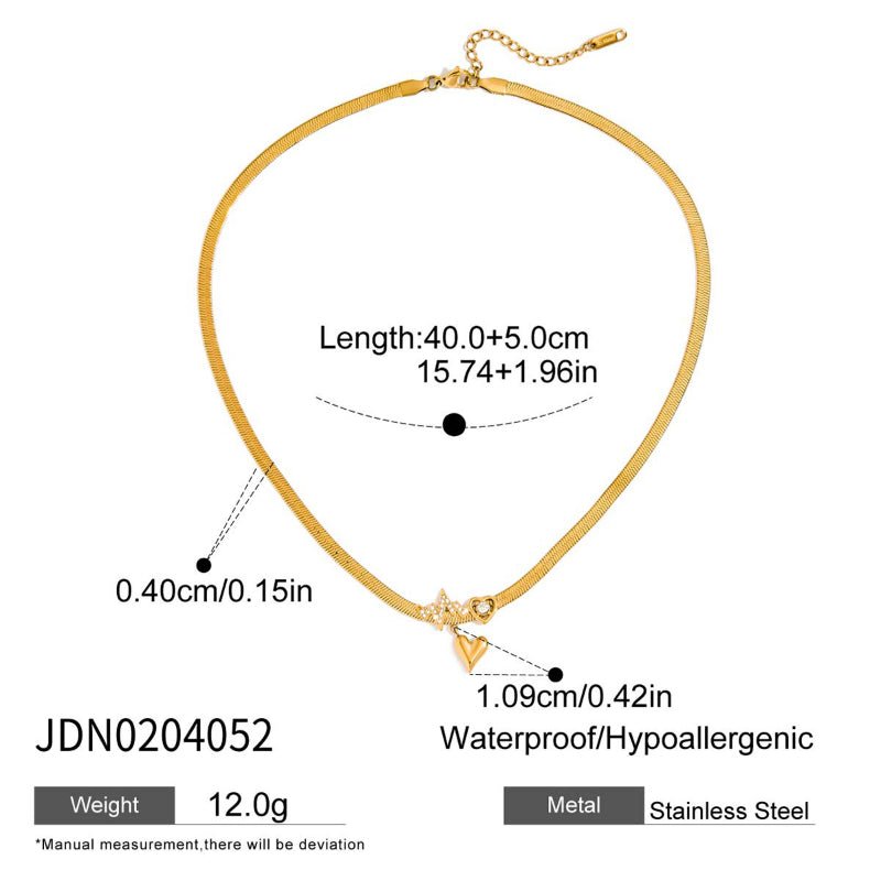 Stainless Steel Zircon Letter Heart Necklace Light Luxury Niche Clavicle Chain Stackable Cross-Border Jewelry European American Women's Neckwear