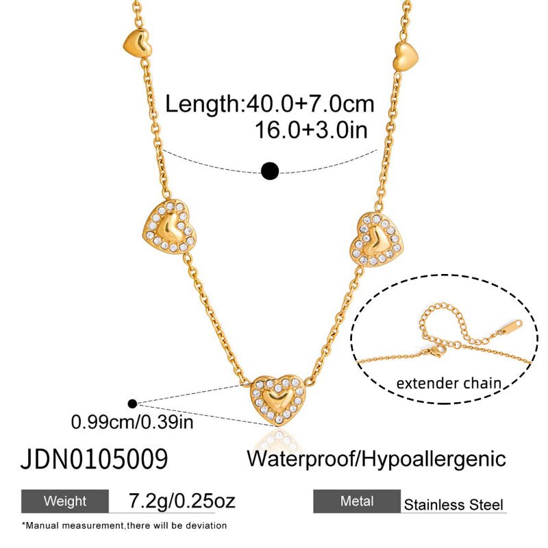 Stainless Steel Zircon Letter Heart Necklace Light Luxury Niche Clavicle Chain Stackable Cross-Border Jewelry European American Women's Neckwear