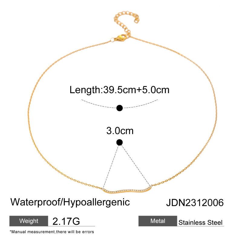 18K Gold Plated Titanium Steel Zircon Clover Necklace Niche Design Tarnish-Free Cross-Border Neck Jewelry for Women