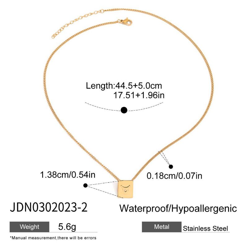 European American Zodiac Stainless Steel Necklace Minimalist High-End Collarbone Chain Titanium Steel Jewelry for Cross-Border Sale