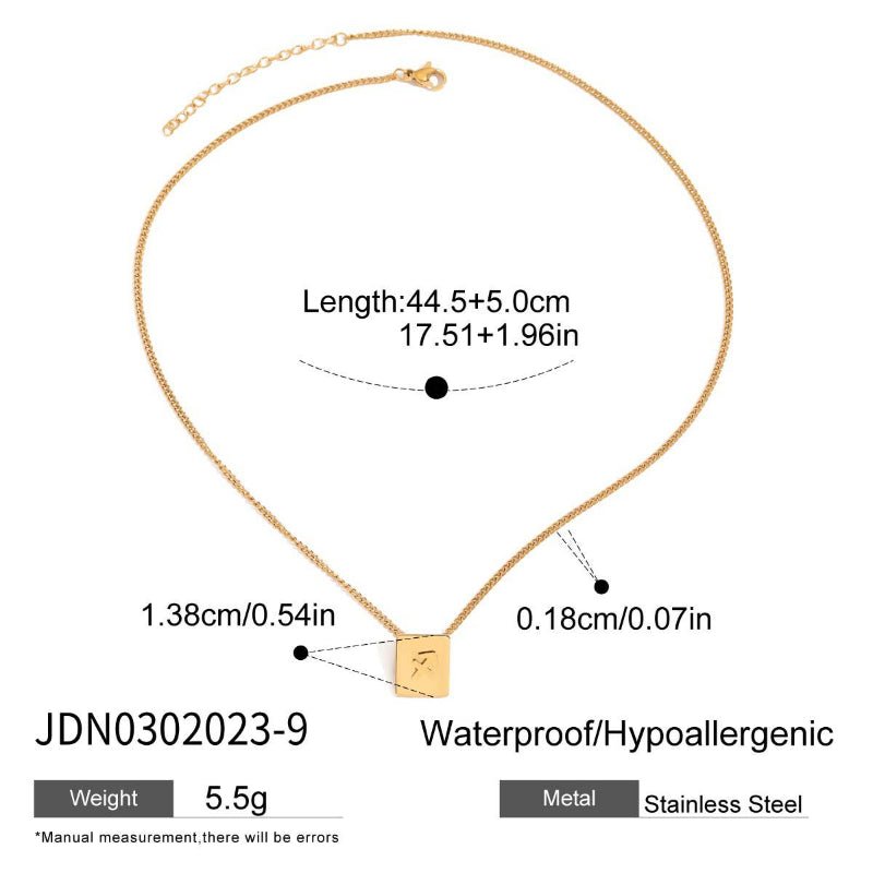 European American Zodiac Stainless Steel Necklace Minimalist High-End Collarbone Chain Titanium Steel Jewelry for Cross-Border Sale