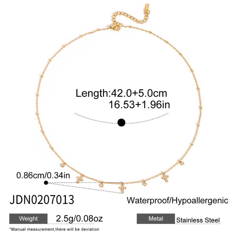 European American Titanium Steel Zircon Necklace Women's Light Luxury High-End Clavicle Chain Tarnish-Free Cross-Border Stainless Steel Neck Jewelry