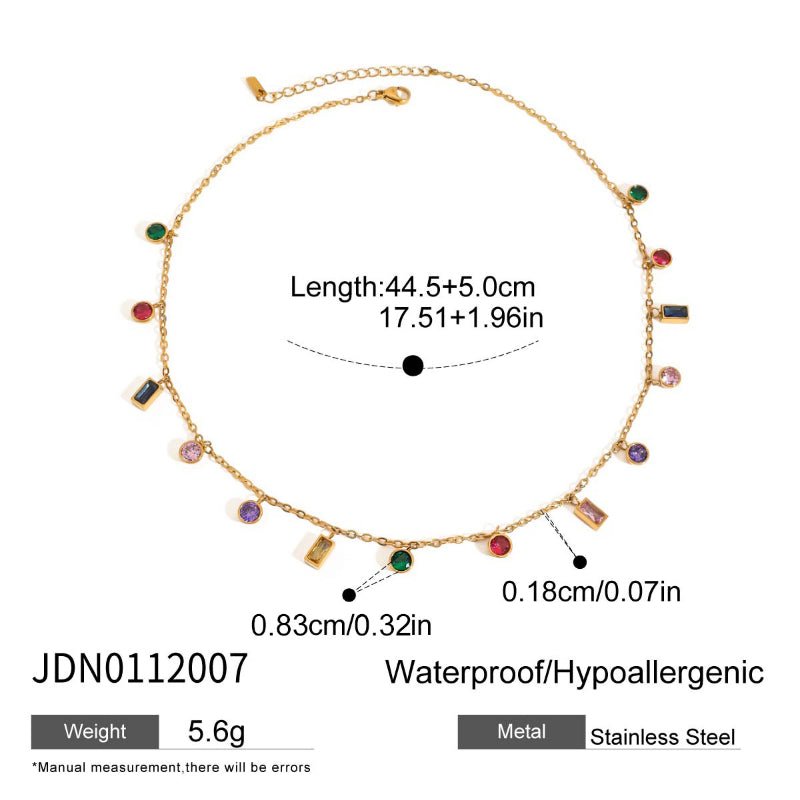 European American Titanium Steel Zircon Necklace Women's Light Luxury High-End Clavicle Chain Tarnish-Free Cross-Border Stainless Steel Neck Jewelry