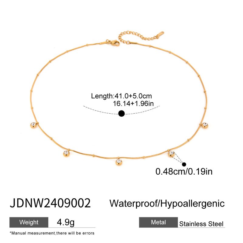 European American Titanium Steel Zircon Necklace Women's Light Luxury High-End Clavicle Chain Tarnish-Free Cross-Border Stainless Steel Neck Jewelry