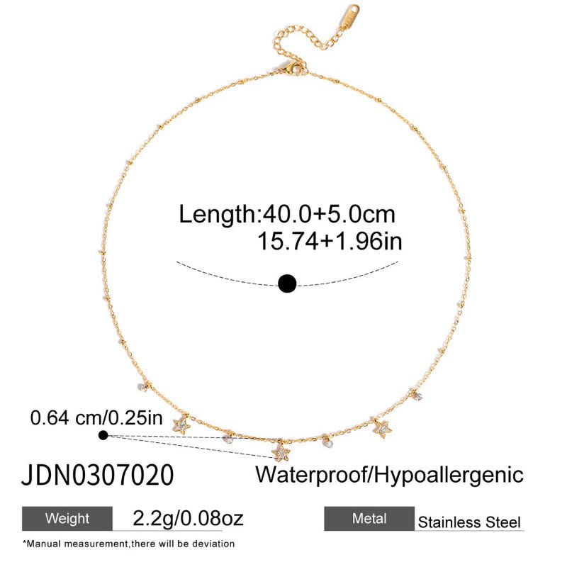 European American Titanium Steel Zircon Necklace Women's Light Luxury High-End Clavicle Chain Tarnish-Free Cross-Border Stainless Steel Neck Jewelry