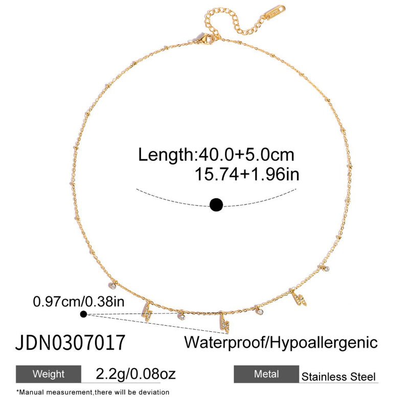 European American Titanium Steel Zircon Necklace Women's Light Luxury High-End Clavicle Chain Tarnish-Free Cross-Border Stainless Steel Neck Jewelry