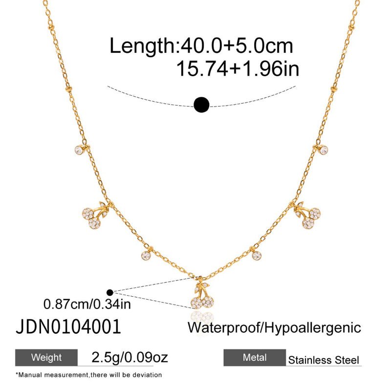European American Titanium Steel Zircon Necklace Women's Light Luxury High-End Clavicle Chain Tarnish-Free Cross-Border Stainless Steel Neck Jewelry