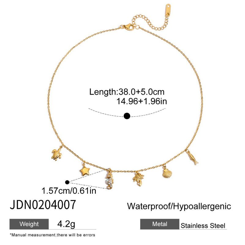 European American Titanium Steel Zircon Necklace Women's Light Luxury High-End Clavicle Chain Tarnish-Free Cross-Border Stainless Steel Neck Jewelry