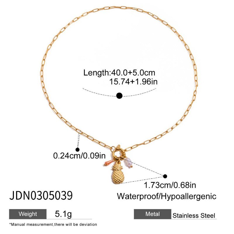 European American Stainless Steel Pearl Necklace Light Luxury Premium Clavicle Chain No Fade Titanium Steel Jewelry Cross Border