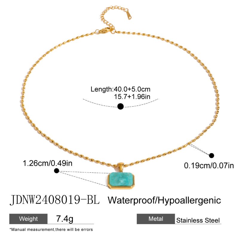 European American Stainless Steel Geometric Tiger Eye Natural Stone Pendant Necklace Niche Light Luxury Design Jewelry Internet Famous